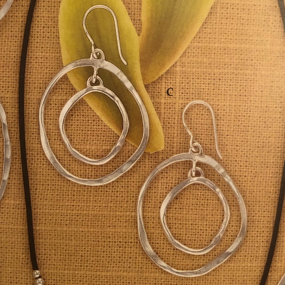 Vintage Silpada Sterling Silver Double Round Earrings on French Wire W2141